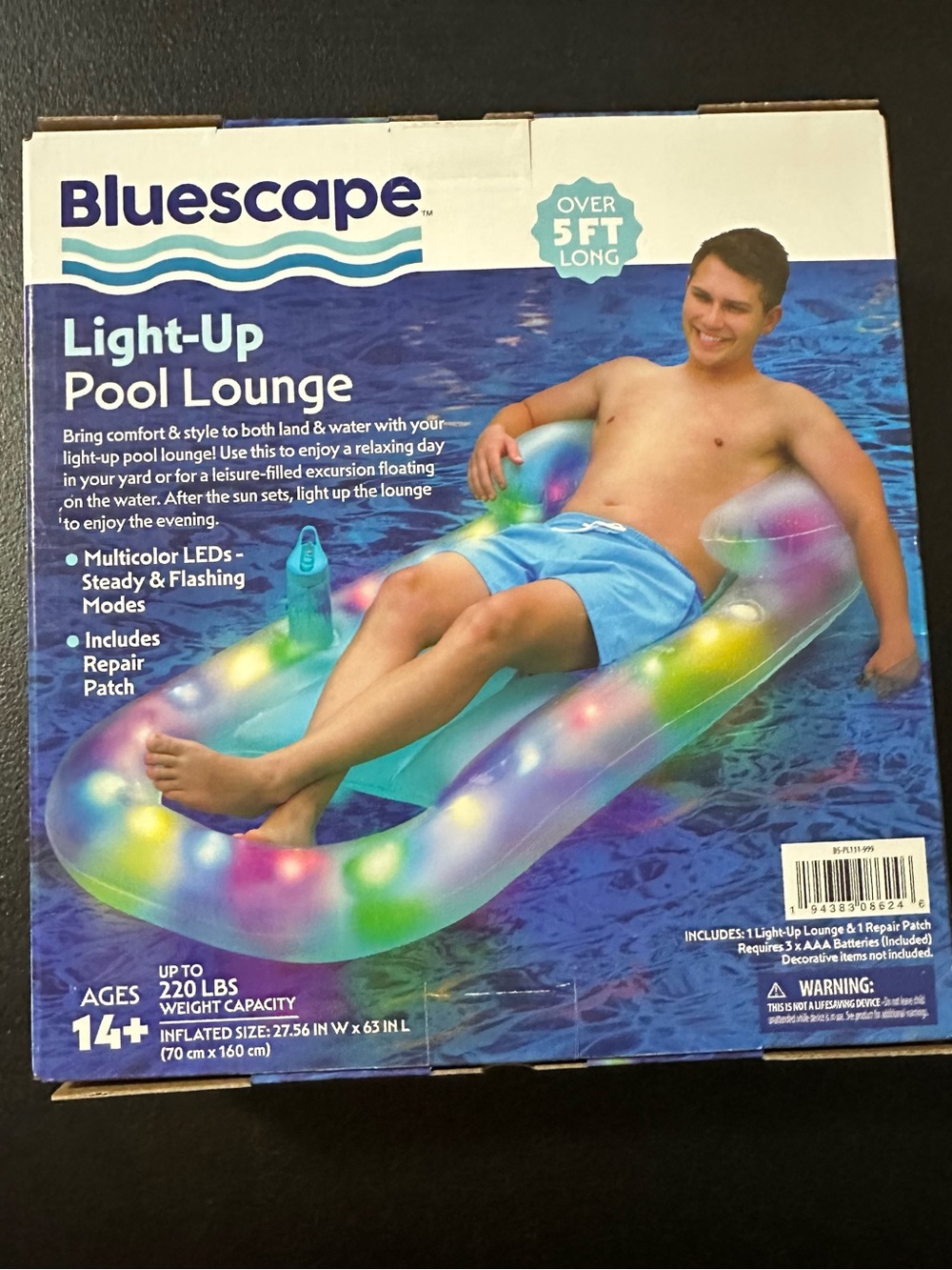 Light-Up Pool Lounge - Multicolor LED Inflatable